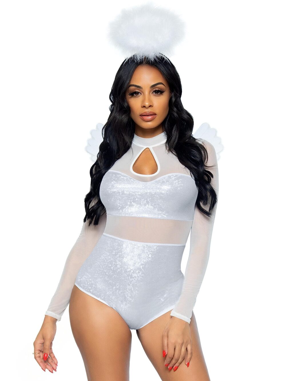 7938 86983-00203 3 Pc Heavenly Angel, Includes Holographic Sheer Bodysuit